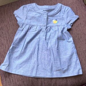 Blue Toddler Shirt with Embroidered Floral Detail